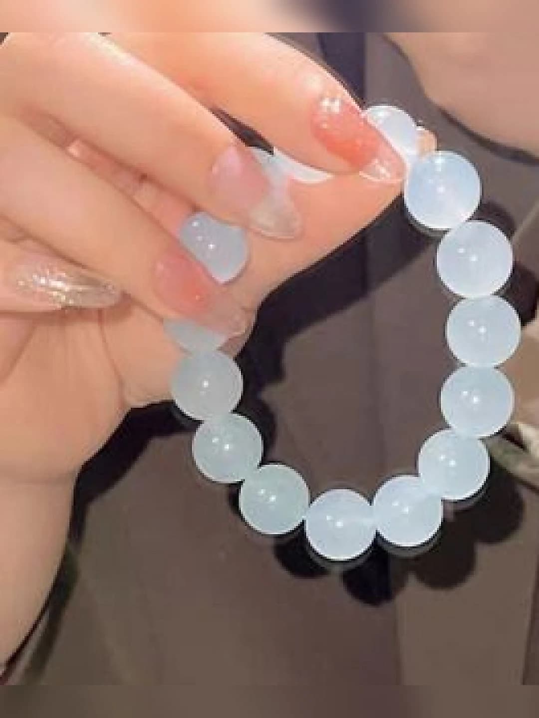 S070-12MM bracelet [Ice clear blue] glass