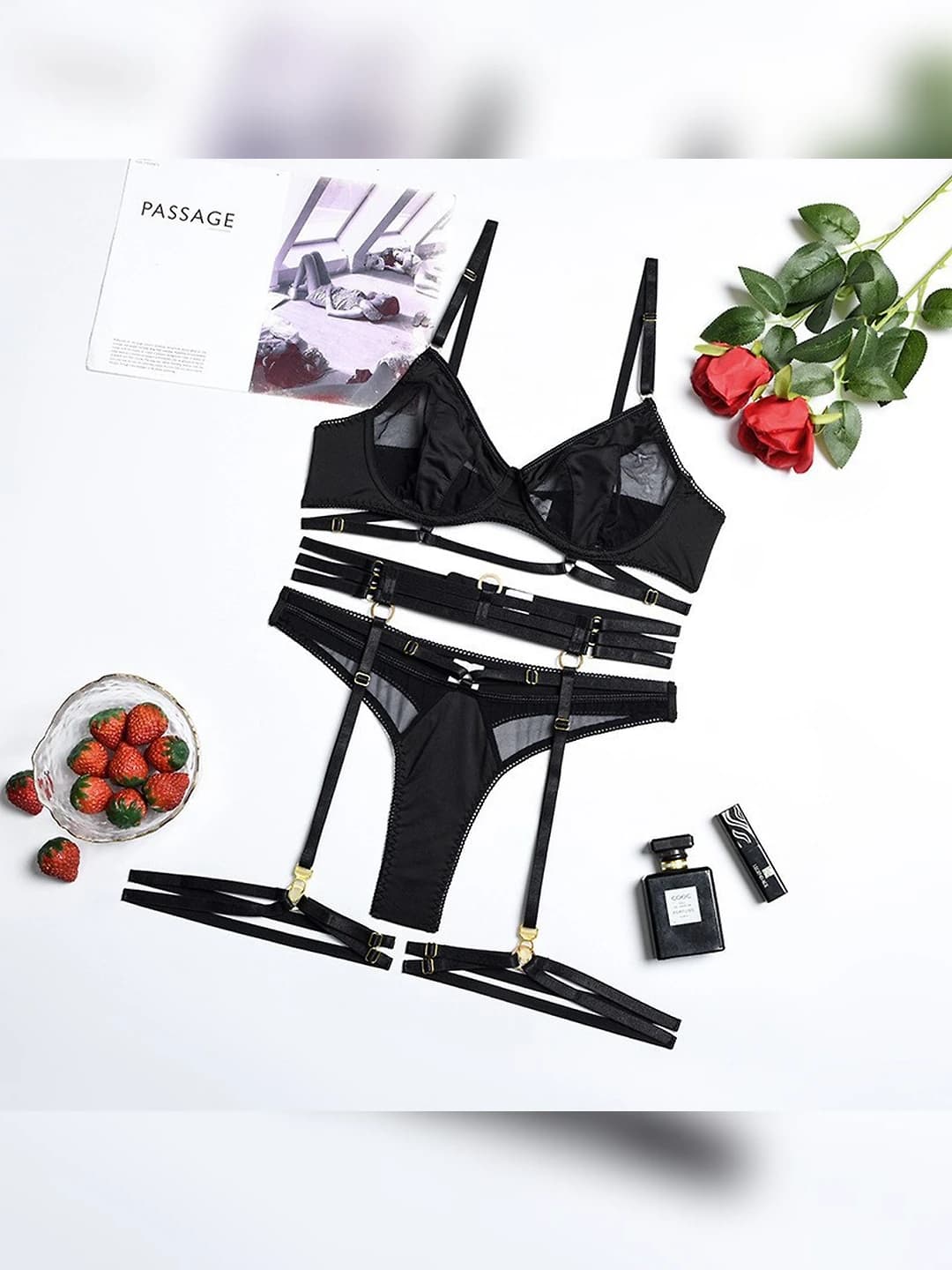 Black floral - 5 pairs