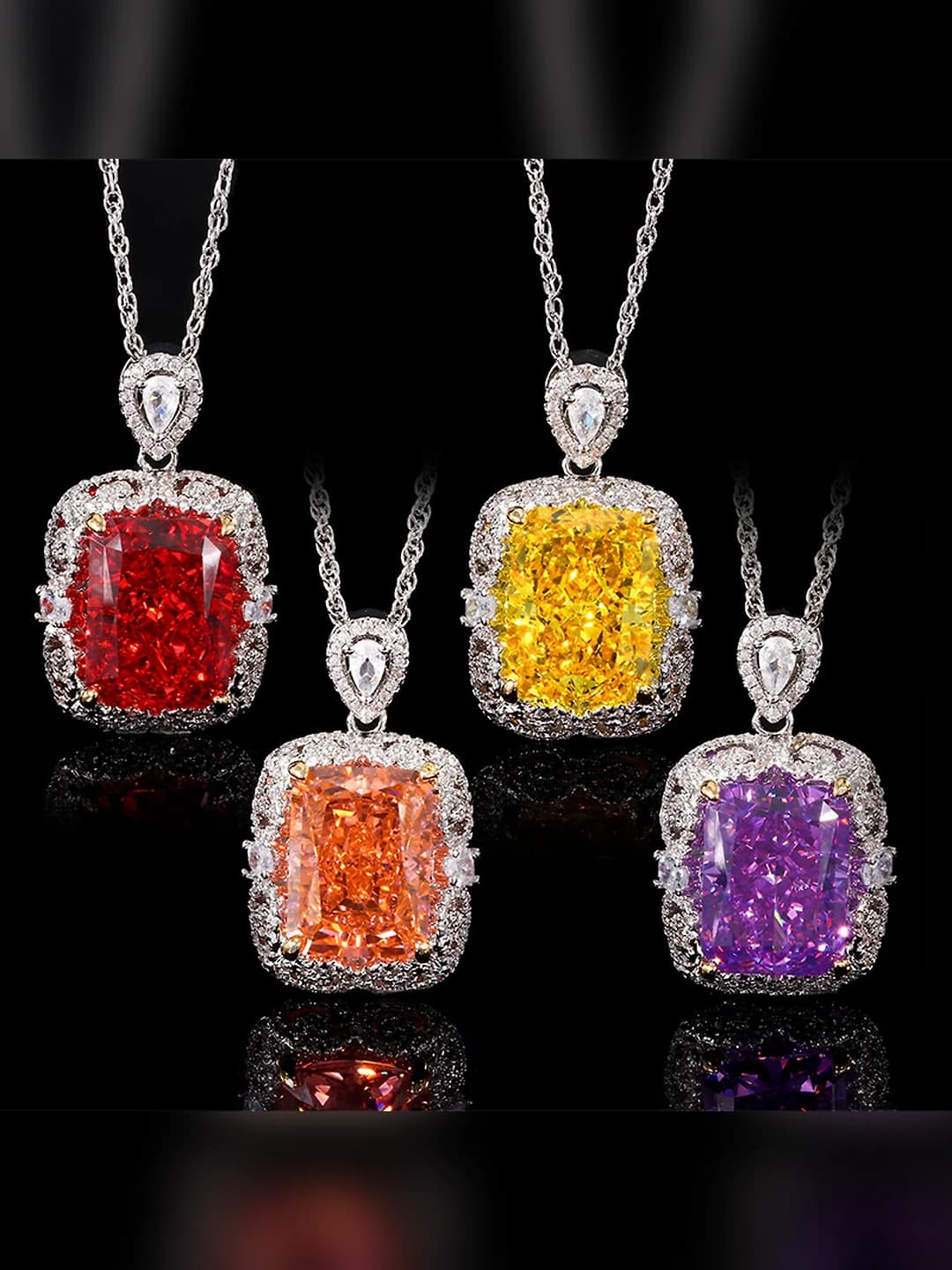 Women's 2026 gold-plated brass pendant set, geometric pattern, high-carbon diamond inlay, 12*16 mm size