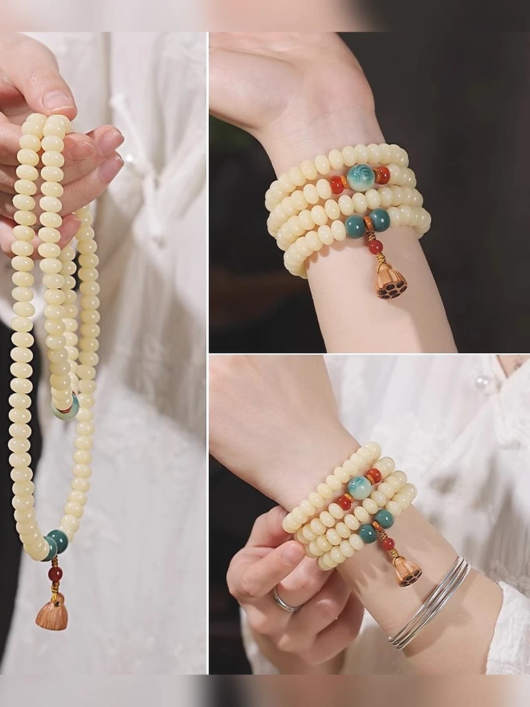 Bodhi root 108 bead abacus-style bracelet, 9*6mm, for men and women