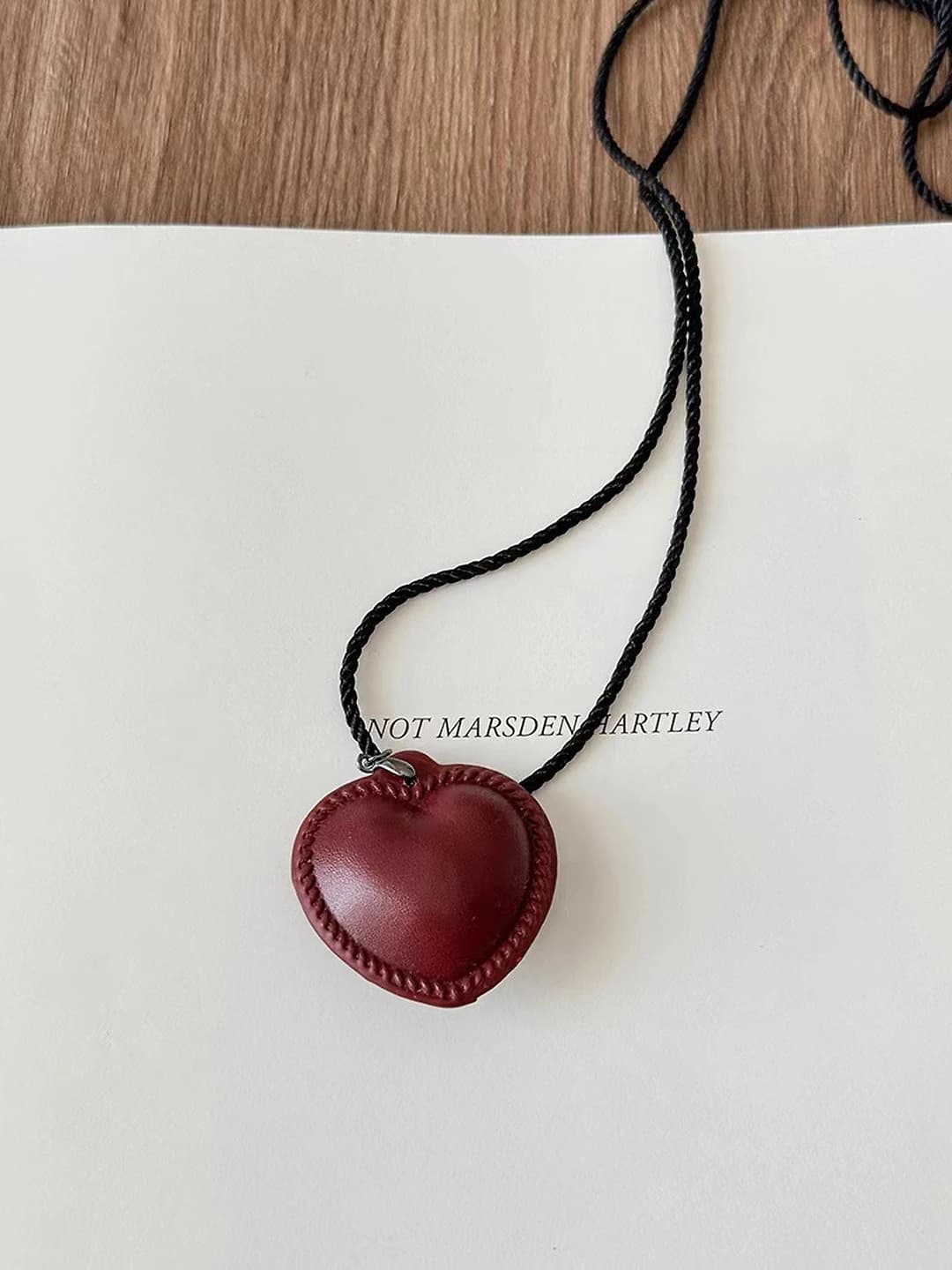 Red leather heart necklace
