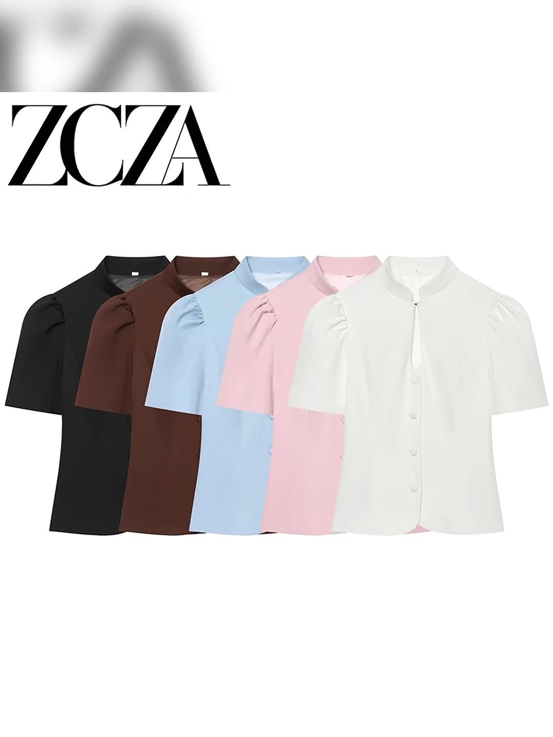 Ayollar uchun kalta yengli bluzka, tanaga yopishgan, tik yoqa, 3D naqsh, bo'sh (oversize) kesim, ko'cha uslubida