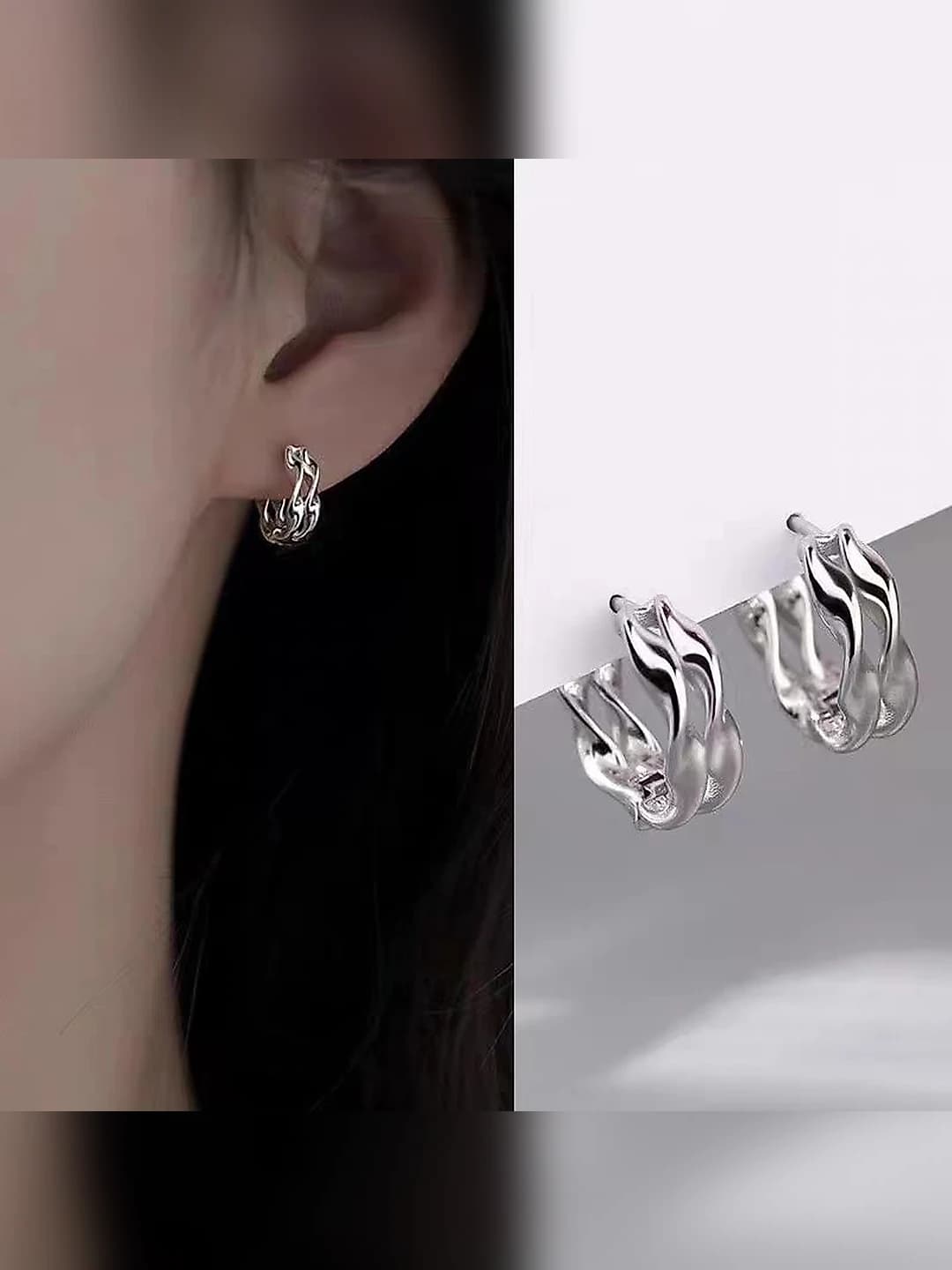 Women's 2026 double Mobius geometric hoop earrings, sport style, simple and cute design