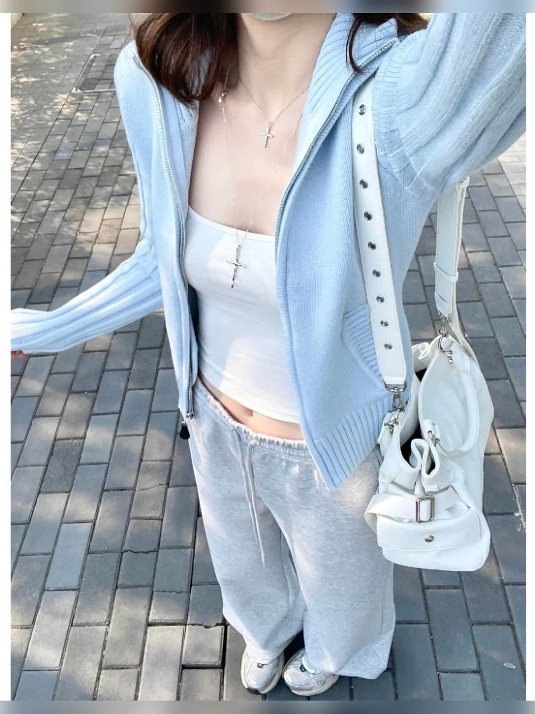 Women's 2026 spring knit cardigan, stand collar, zip, slim fit, solid colour, long sleeve