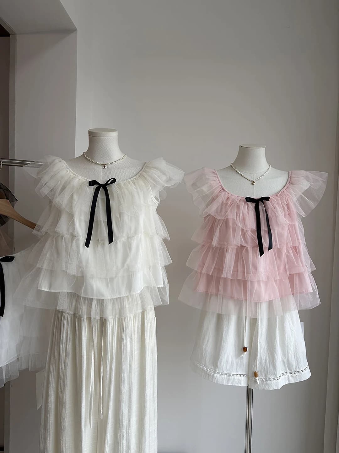 Women's 2026 summer tiered ruffle top, Korean style, cropped, short sleeve, crew neck