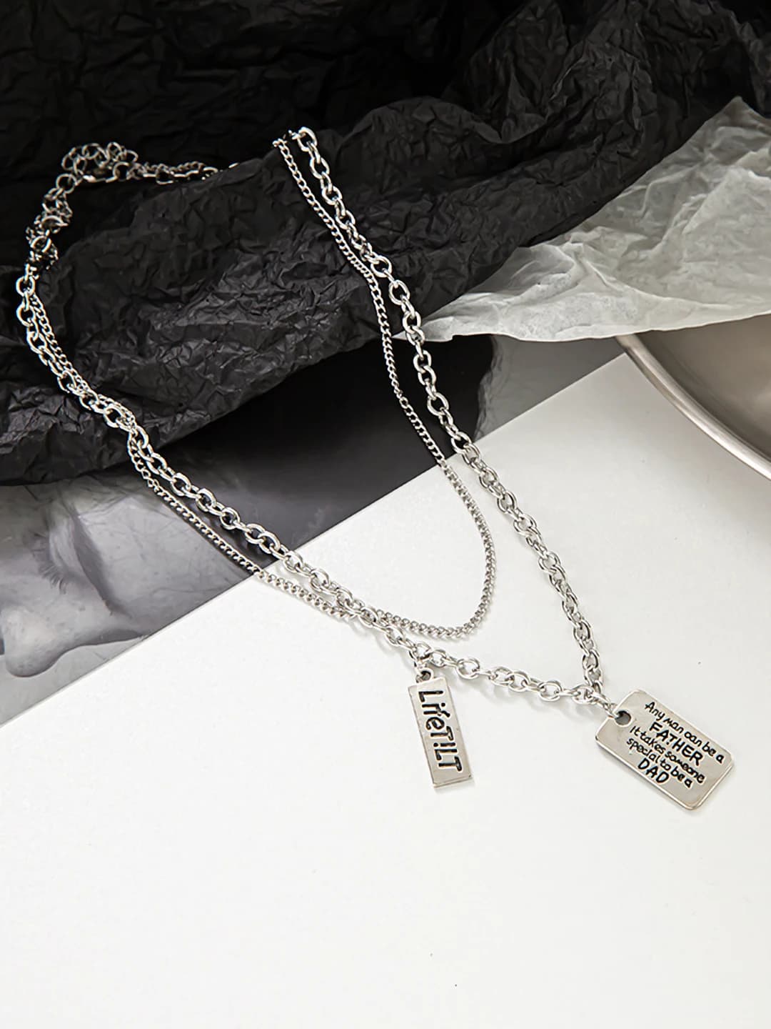 Square tag necklace