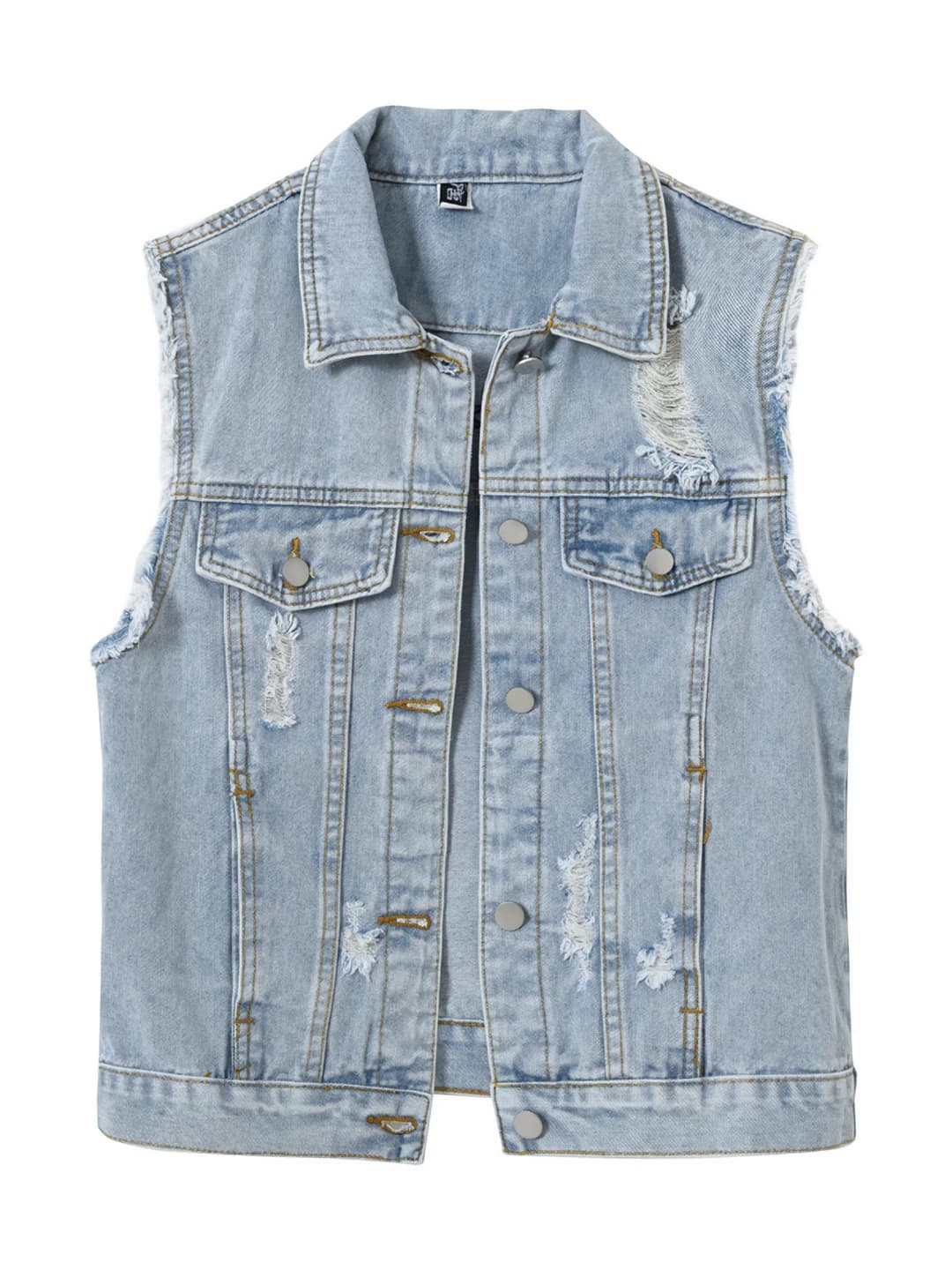 Women's Korean style plus size denim vest, casual, slim fit, lapel collar, solid colour, spring-summer and autumn