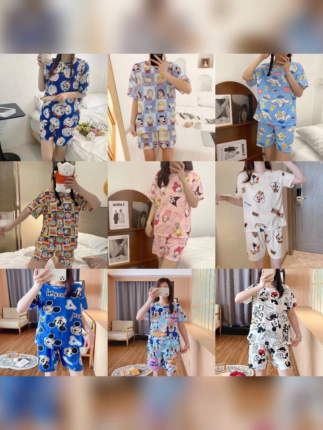 Women's short-sleeve pajama set for summer, thin, crew neck, elbow-length sleeve, shorts, plus size, casual, loungewear