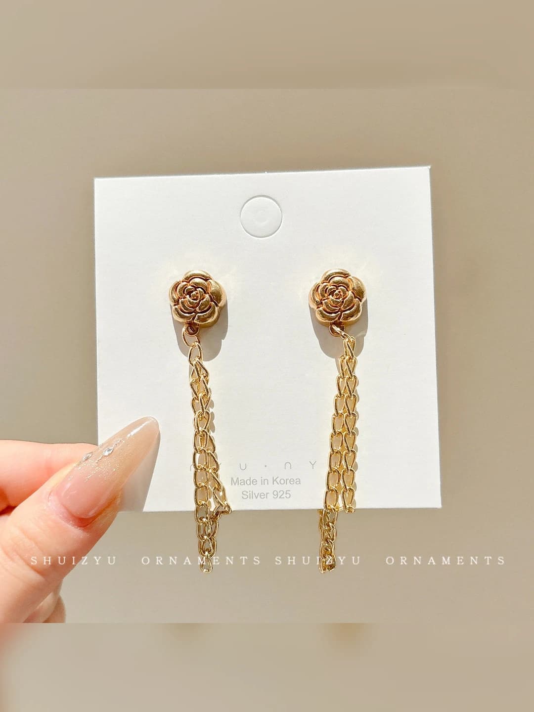 Gold rose chain magnetic clasp, 1 pair