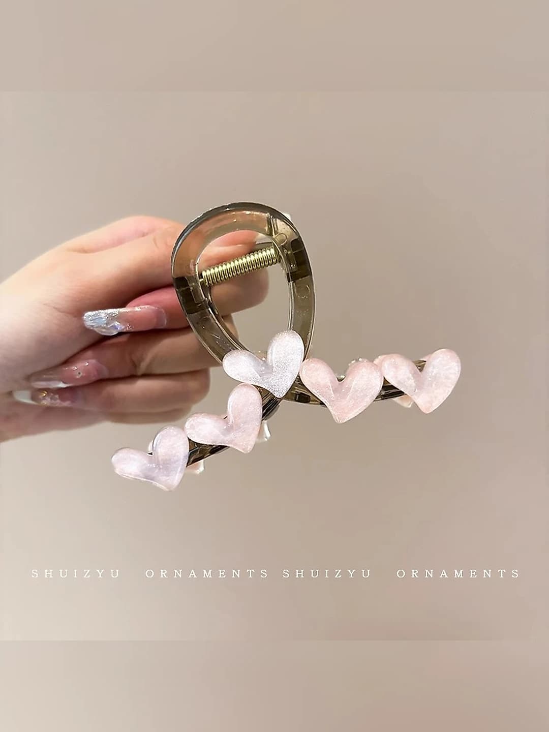 2# Светло-розовый, сердце, клипса