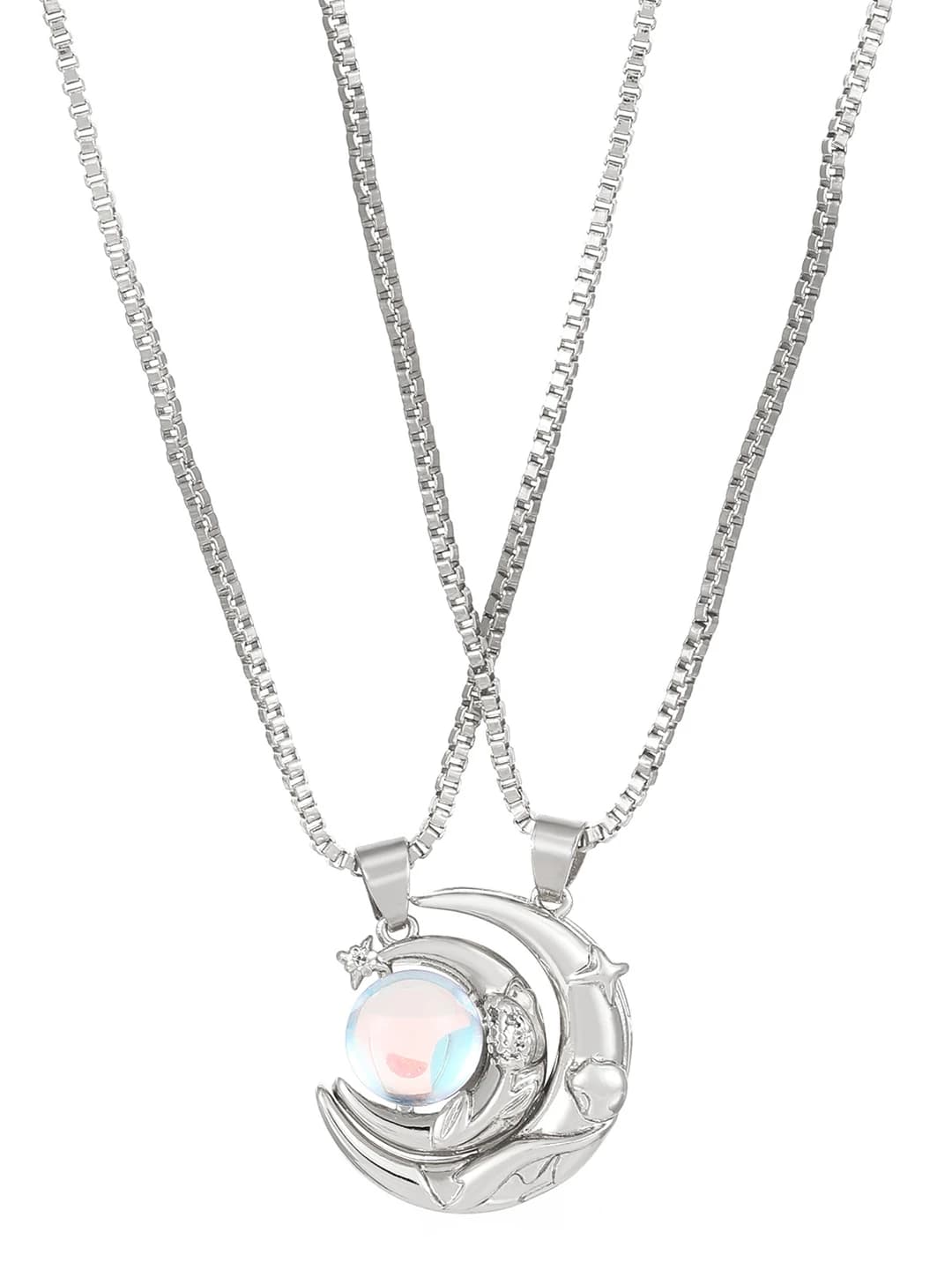 Magnetic white gold moonstone