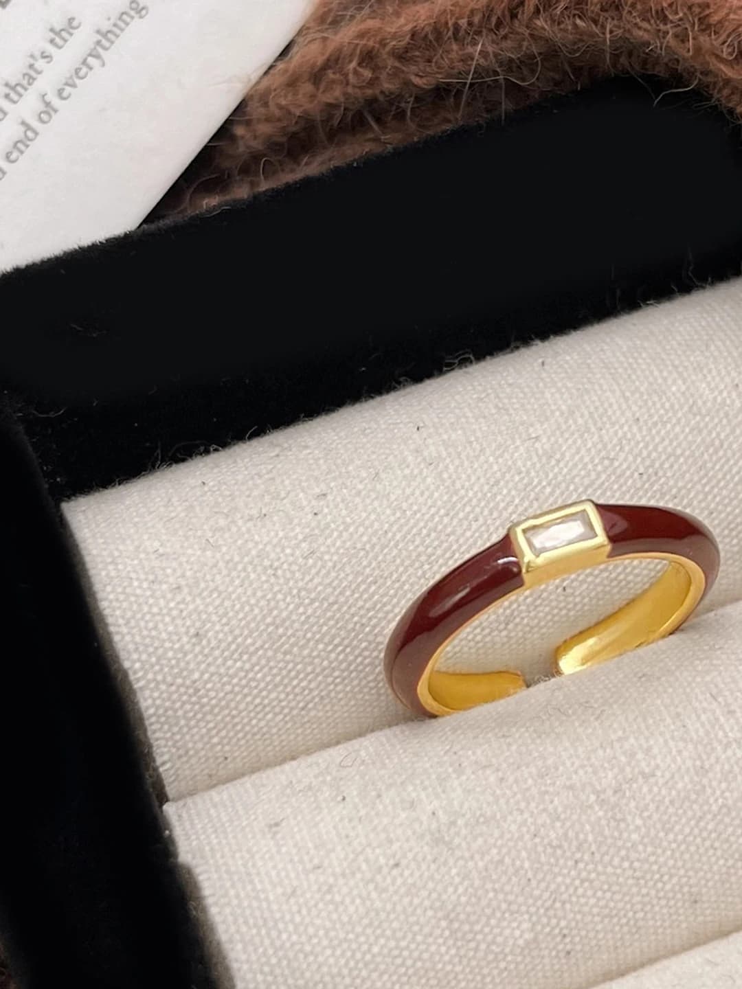 Angora red zircon ring