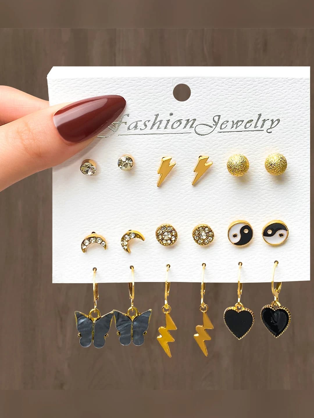 Set of 6 pairs of acrylic butterfly tassel earrings for women