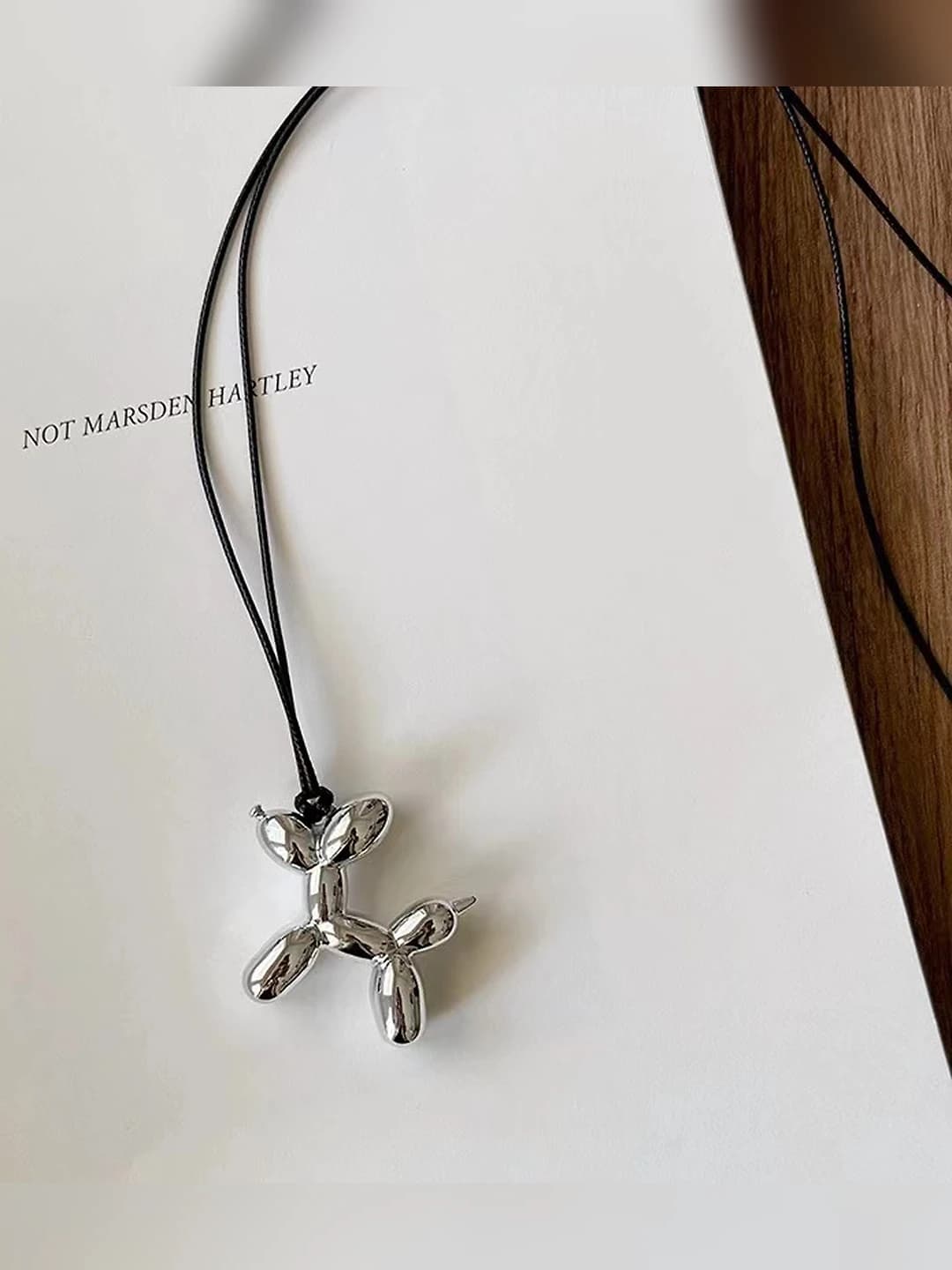 Silver balloon dog necklace