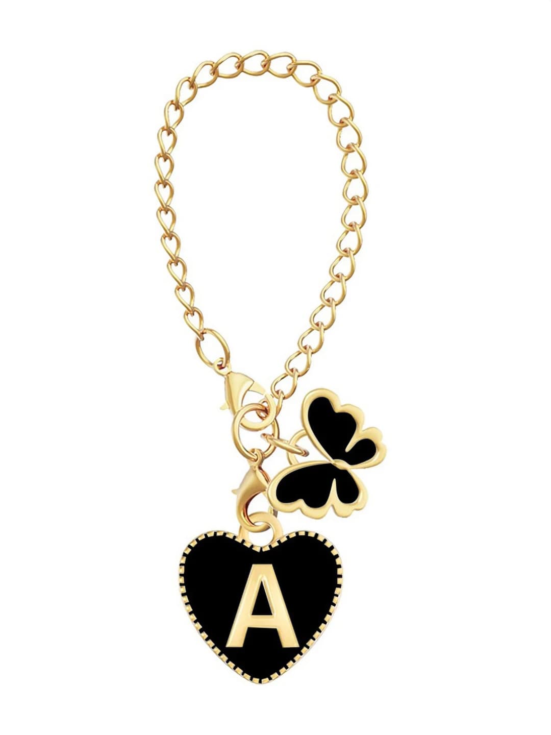 Black (heart letter+butterfly) cup charm