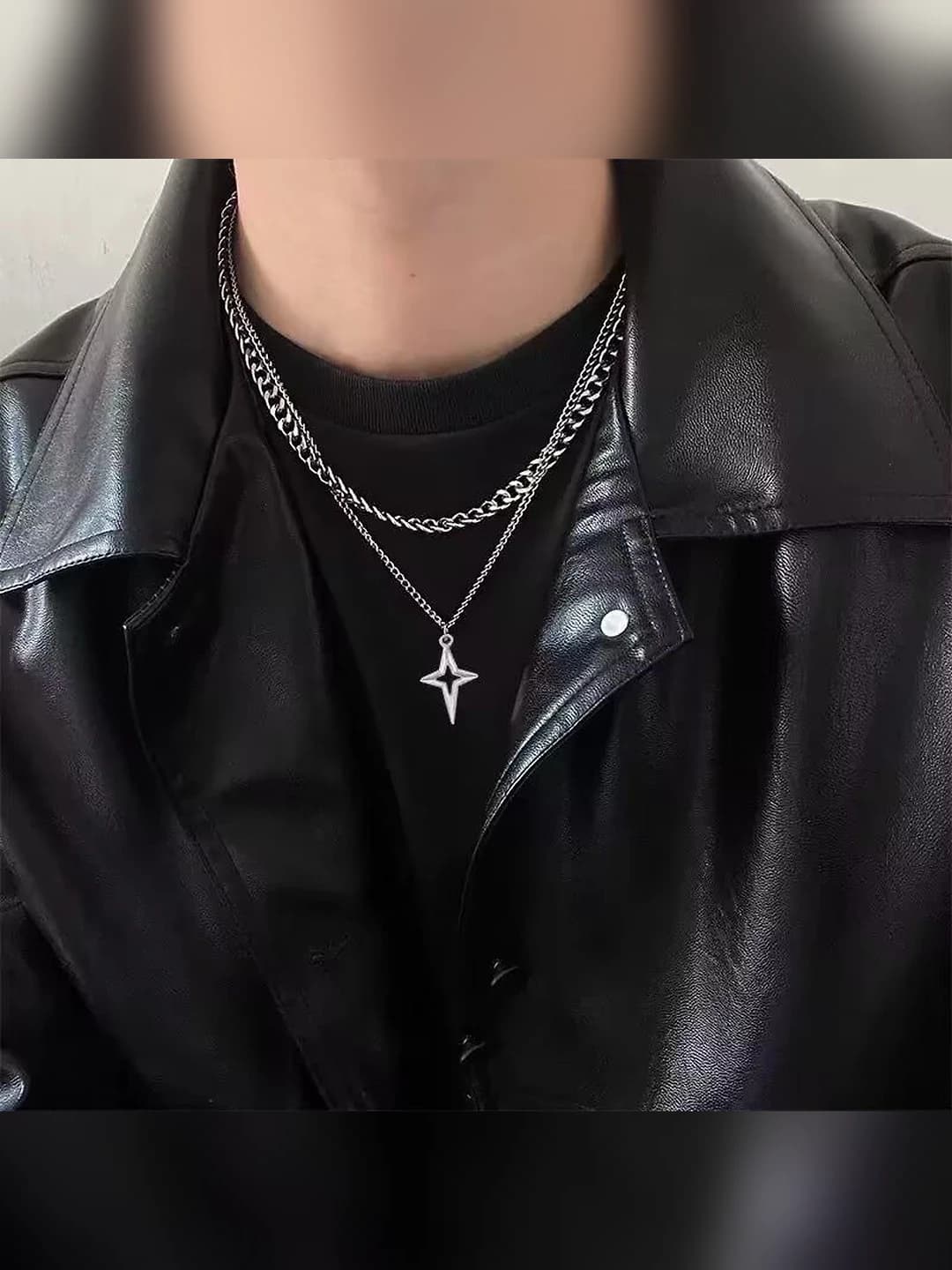Double layer cross star necklace
