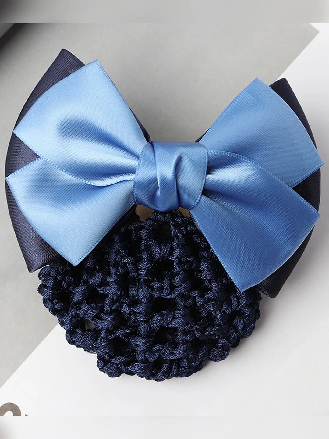2-section, bow, sky blue, blue mesh