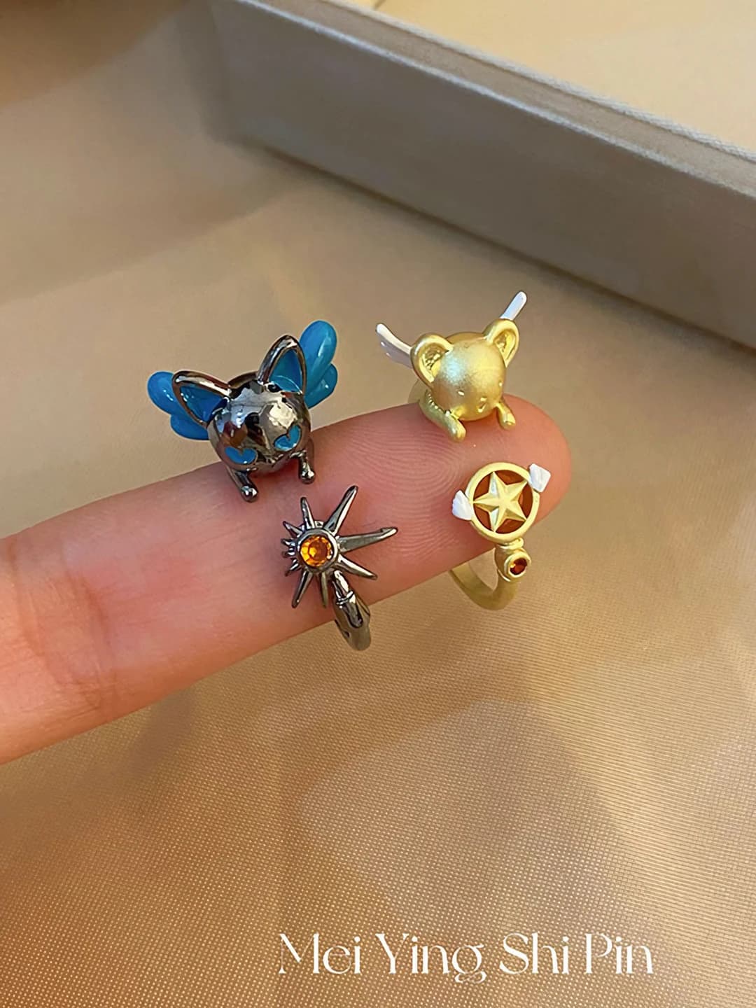 Women's rings with retro style letter and number design