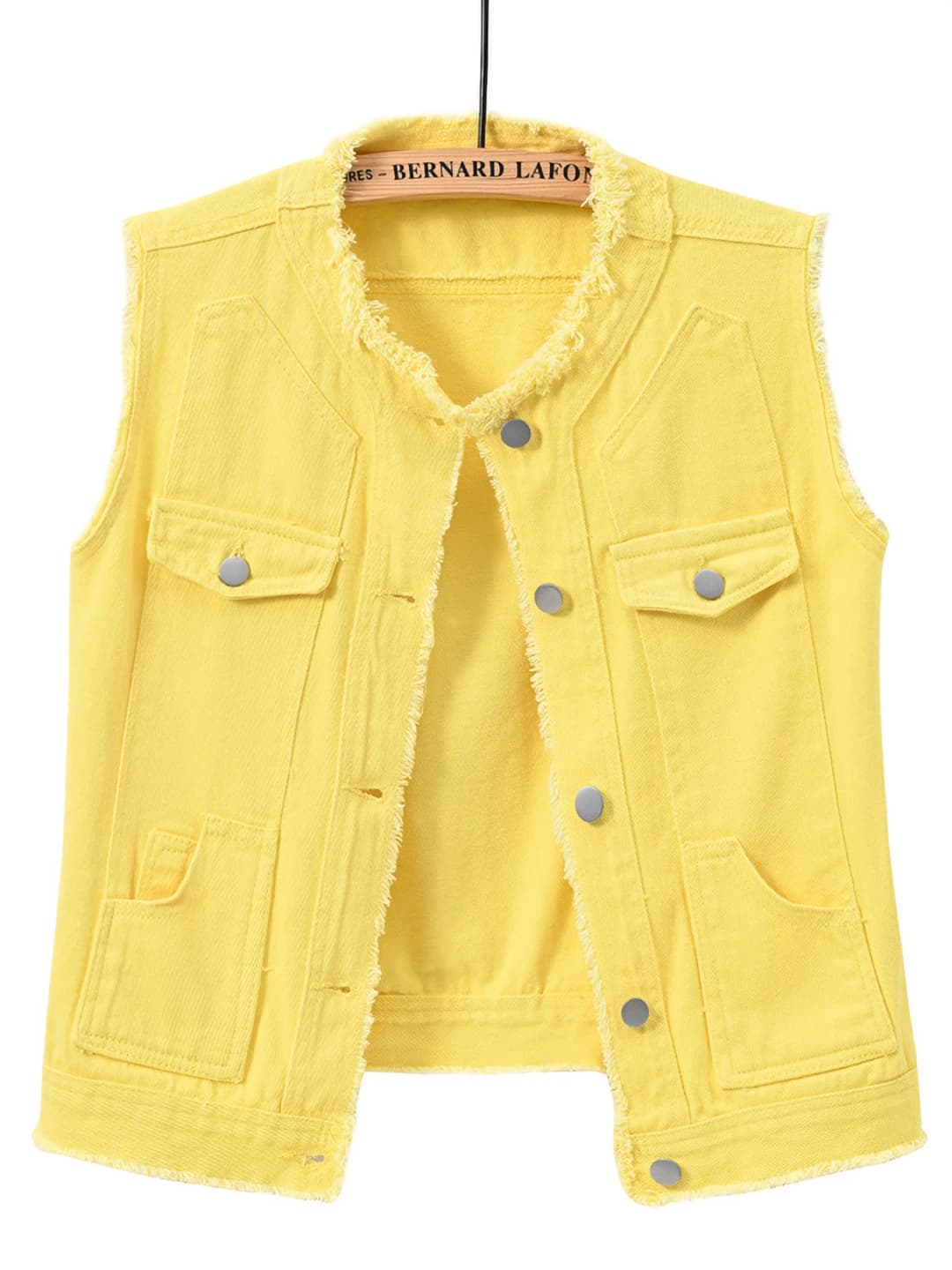 Women's denim vest with crew neck, sleeveless, solid colour, slim fit, slimming
