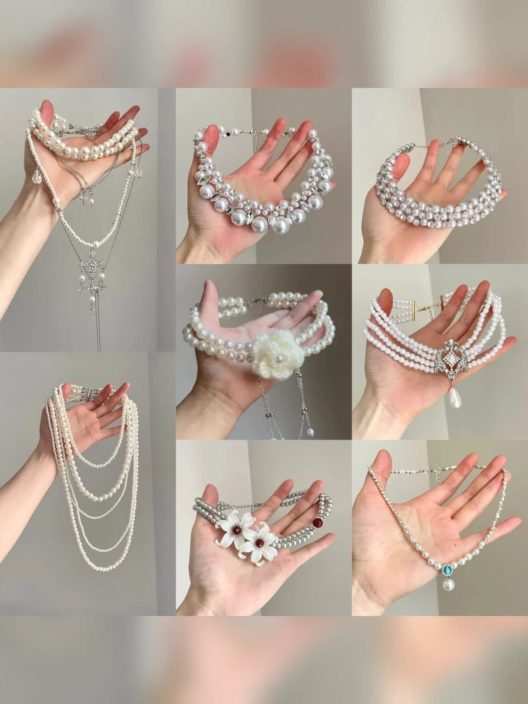 Women's retro choker necklace in Korean style with metal and pearl