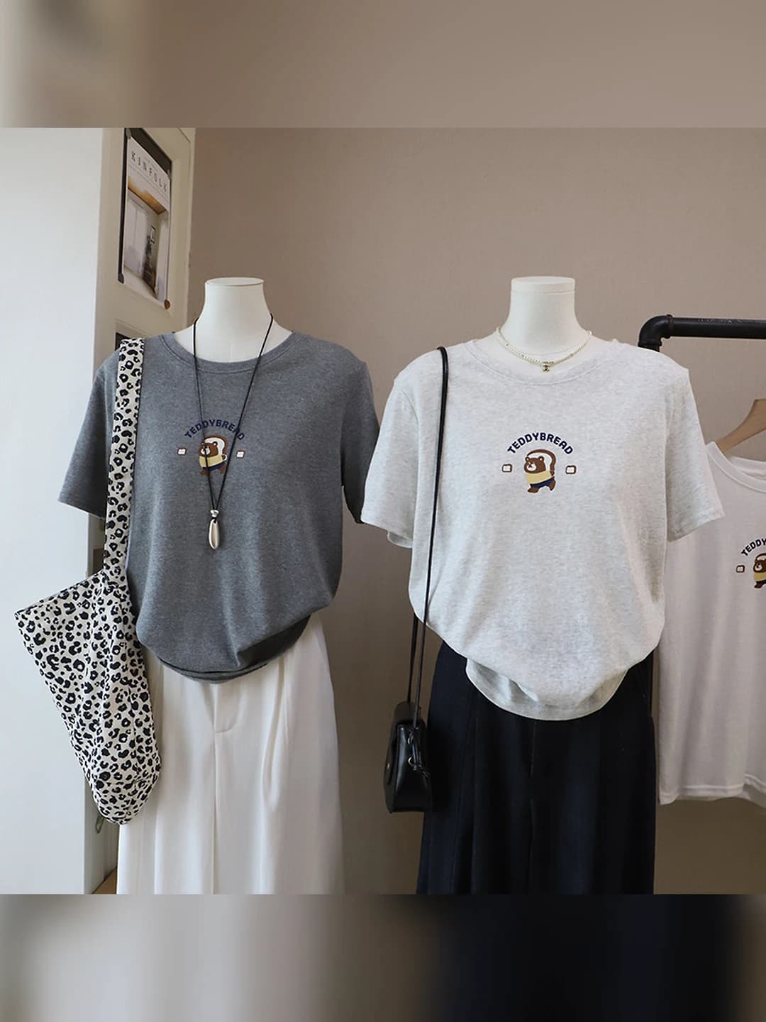 Women's 2026 spring-summer Korean style crew neck short sleeve printed t-shirt