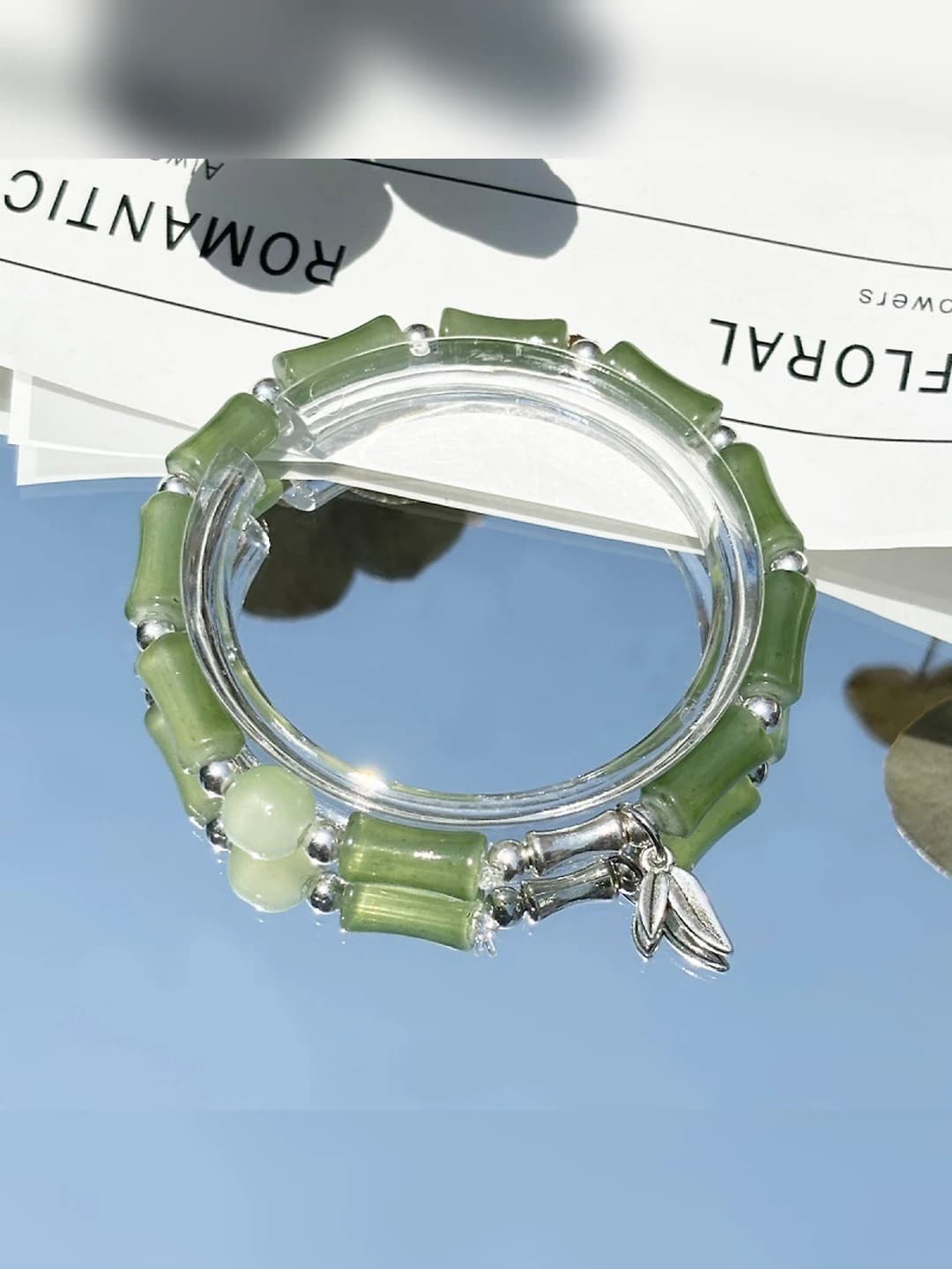 Dark green bamboo bracelet