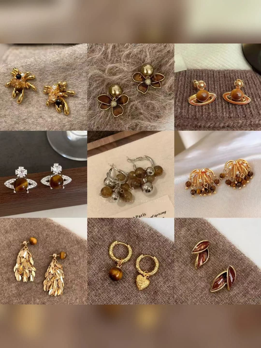 Women's autumn-winter retro geometric metal drop earrings