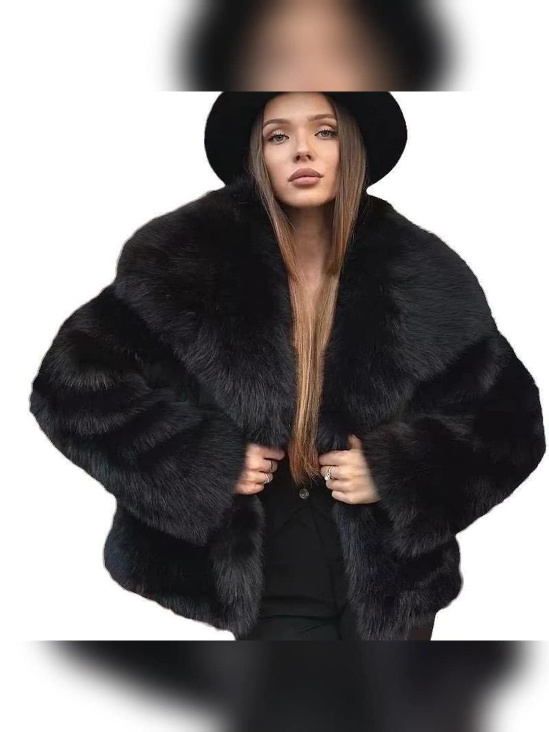 Women's faux fur coat for autumn-winter 2026, thickened, loose fit, lapel collar, long sleeve, short length