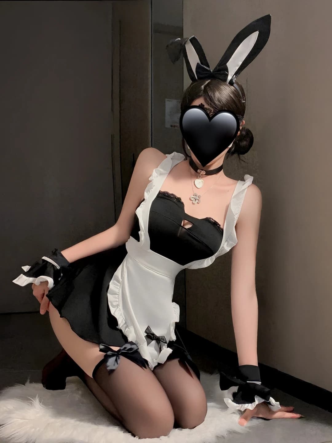 Women's rabbit girl and maid costume: polyester lingerie set
