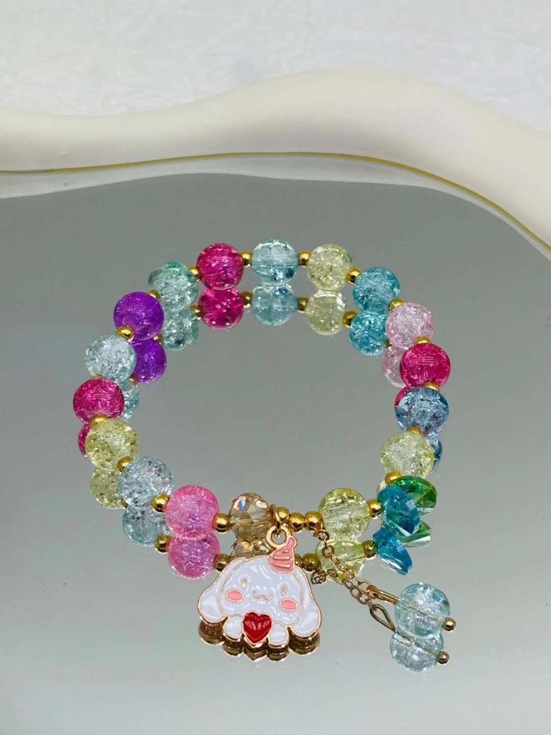 Girls' Korean style crystal bracelet, geometric shape, glass material