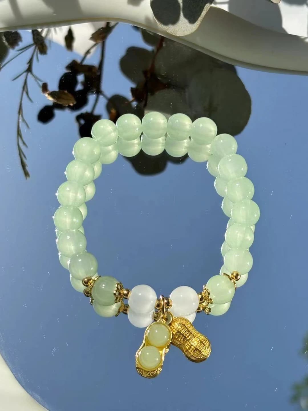 Imitation green agate peanut bracelet