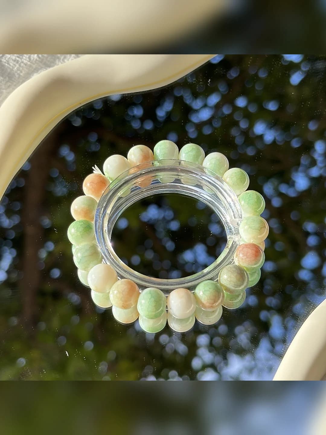 Red-green gradient, faux ceramic bracelet