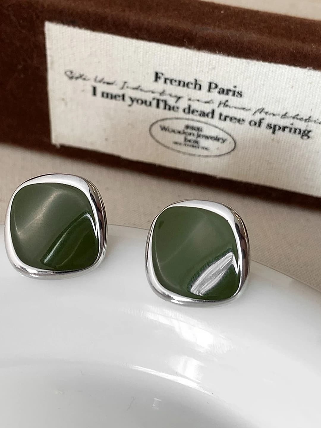 Green drop earrings