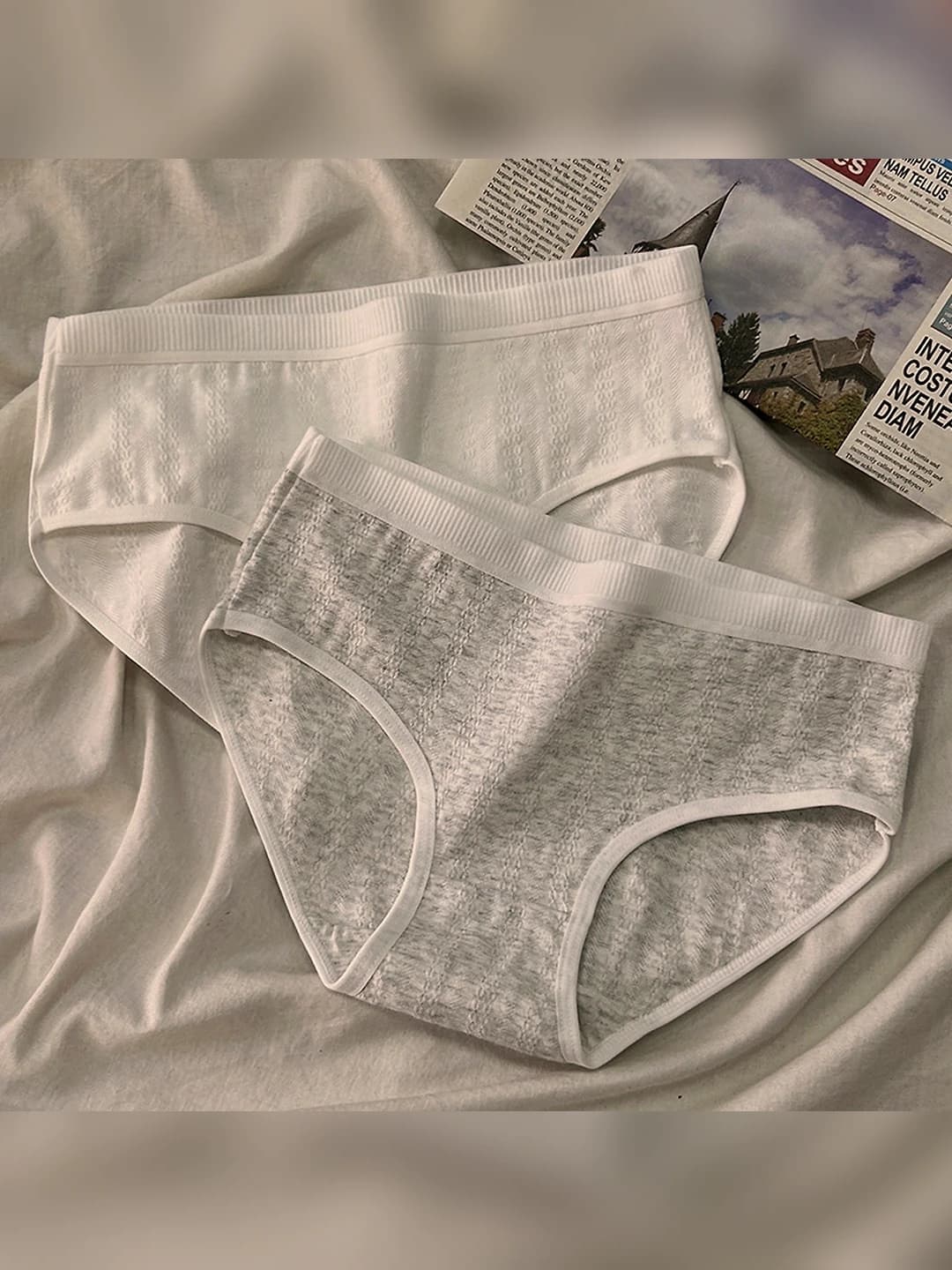 Women's pure cotton briefs, mid-waist, solid colour, breathable, plus size