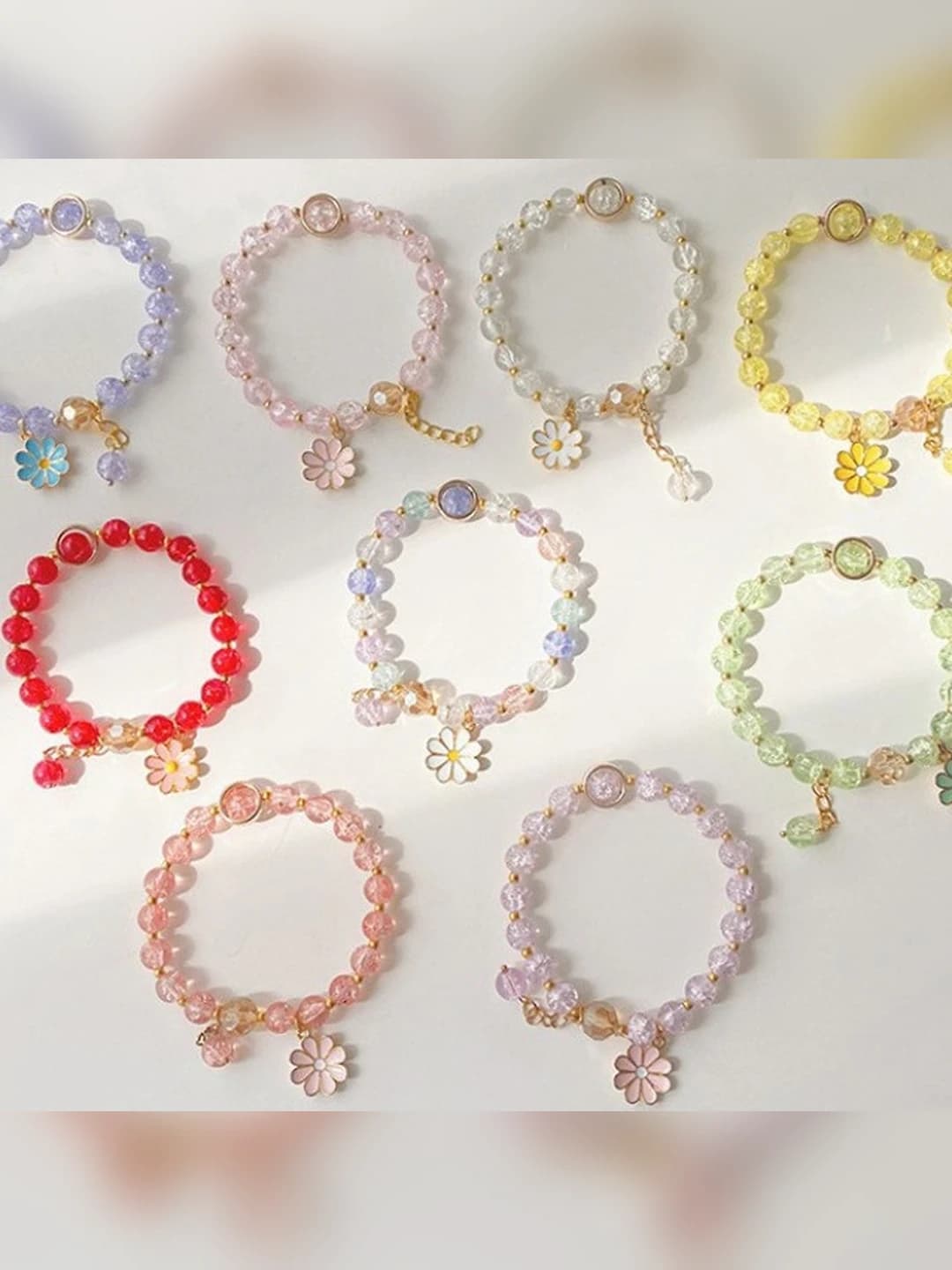 Women's crystal glass bracelet with sunflower design