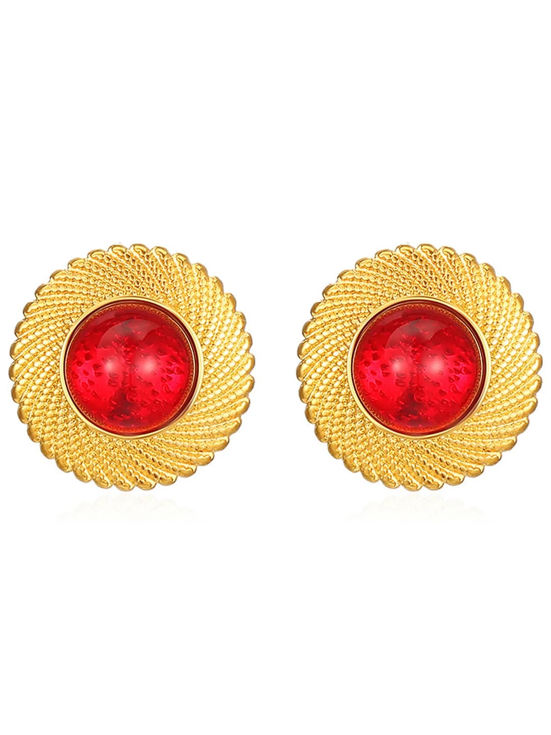Round gem earrings gold