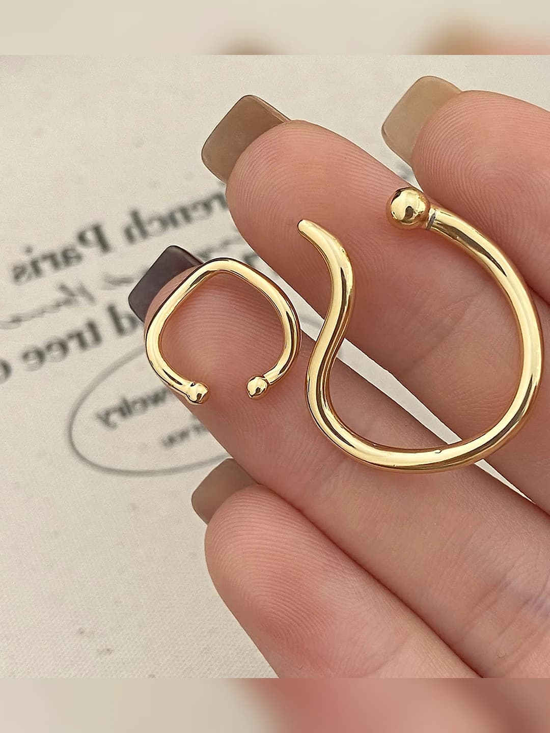 Gold ear cuff, copper gold plated