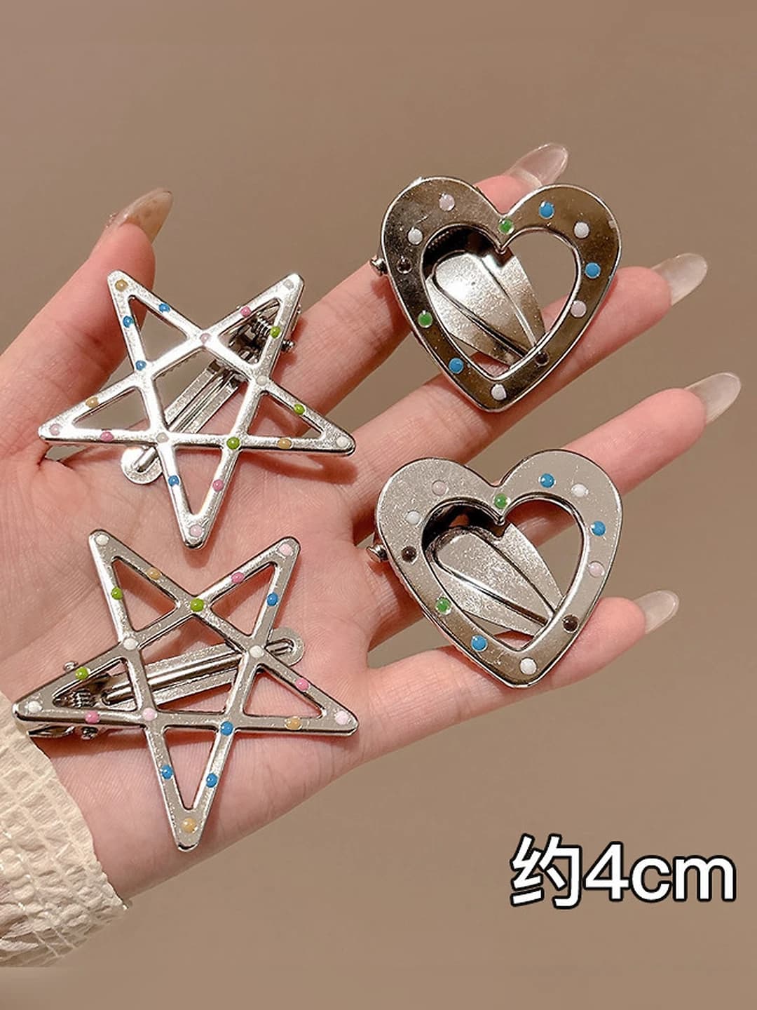 Металл, сердце, звезда, 4 шт