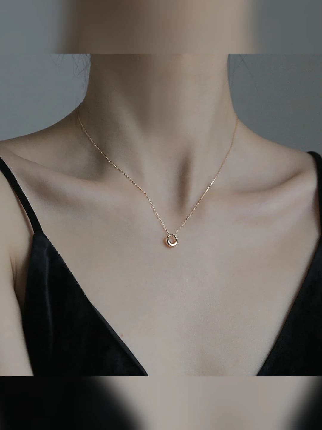 Women's rose gold heart pendant chain necklace, light luxury, summer