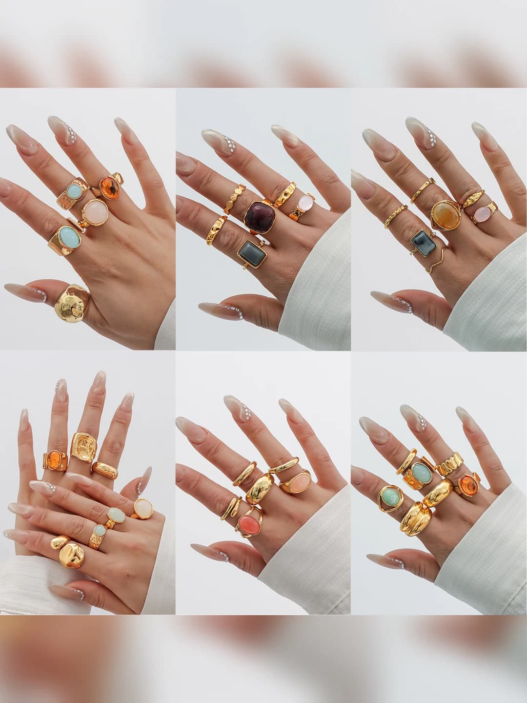 Women's acrylic and alloy ring, light luxury style, geometric design element