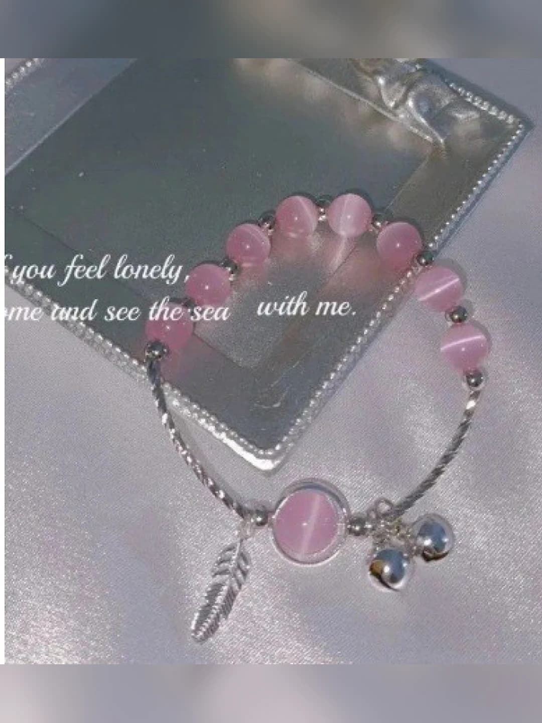 Pink 8 cat's eye + 1 cat's eye bracelet