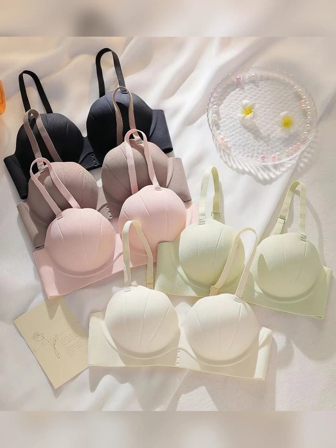 Seamless women's bra: for young women, push-up, enlarging, lifting, side tummy control, non-slip, palm cup