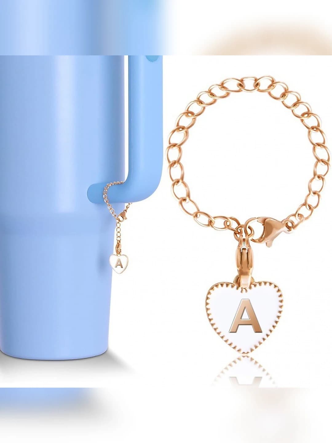 White heart letter charm
