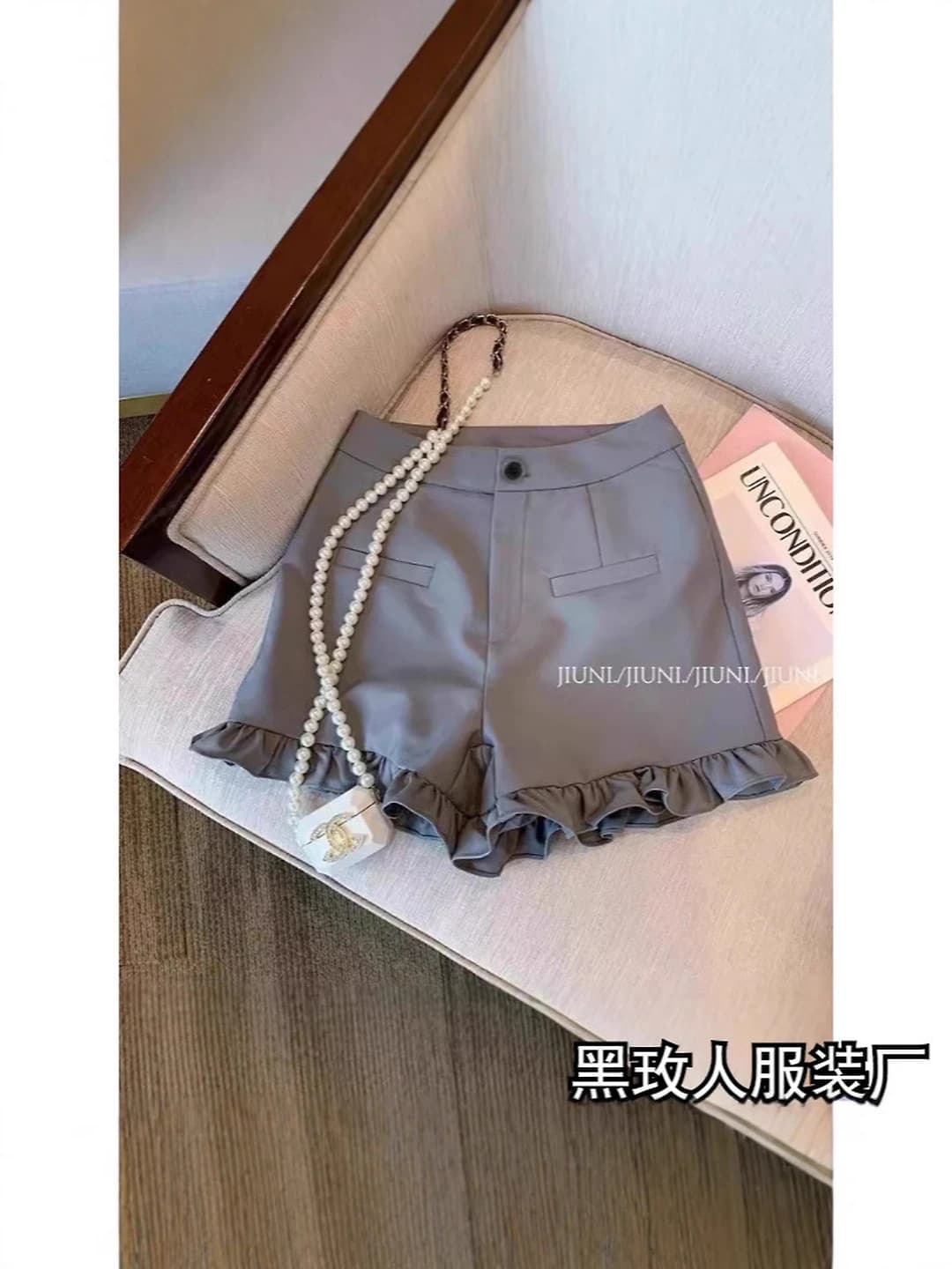 Women's plus size ruffle casual shorts, high waist, slim fit, slimming, summer 2026