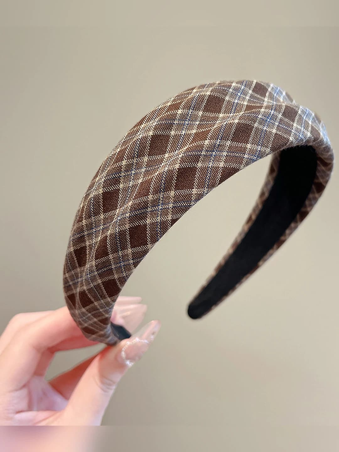 1# Coffee-grey plaid - width ~4.3cm