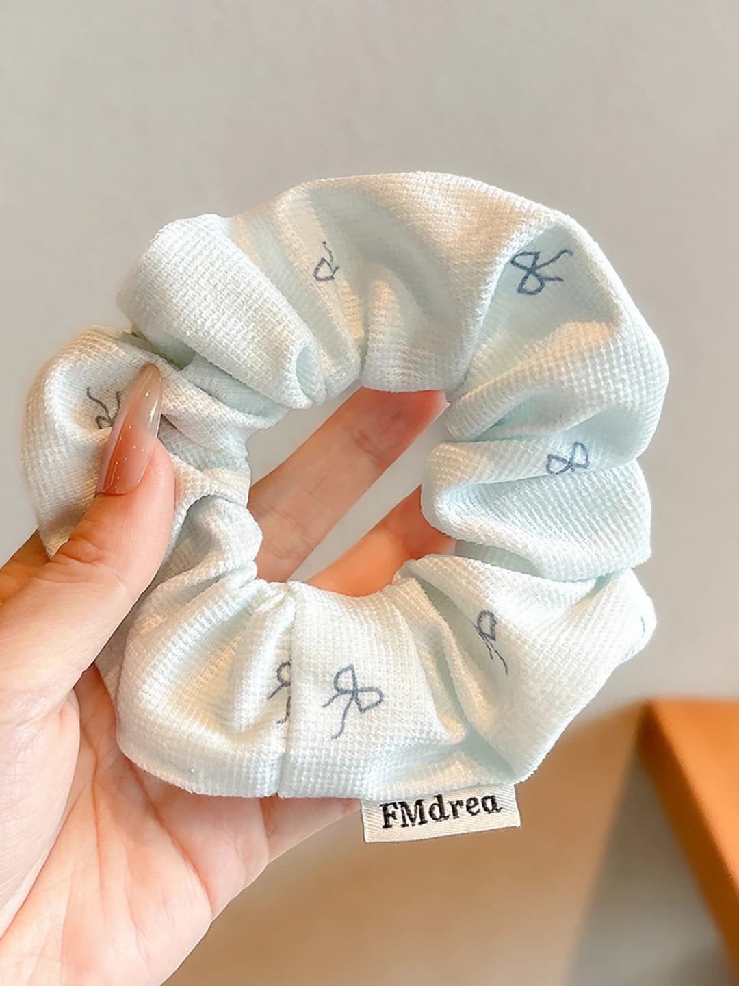 Corduroy bow small scrunchie