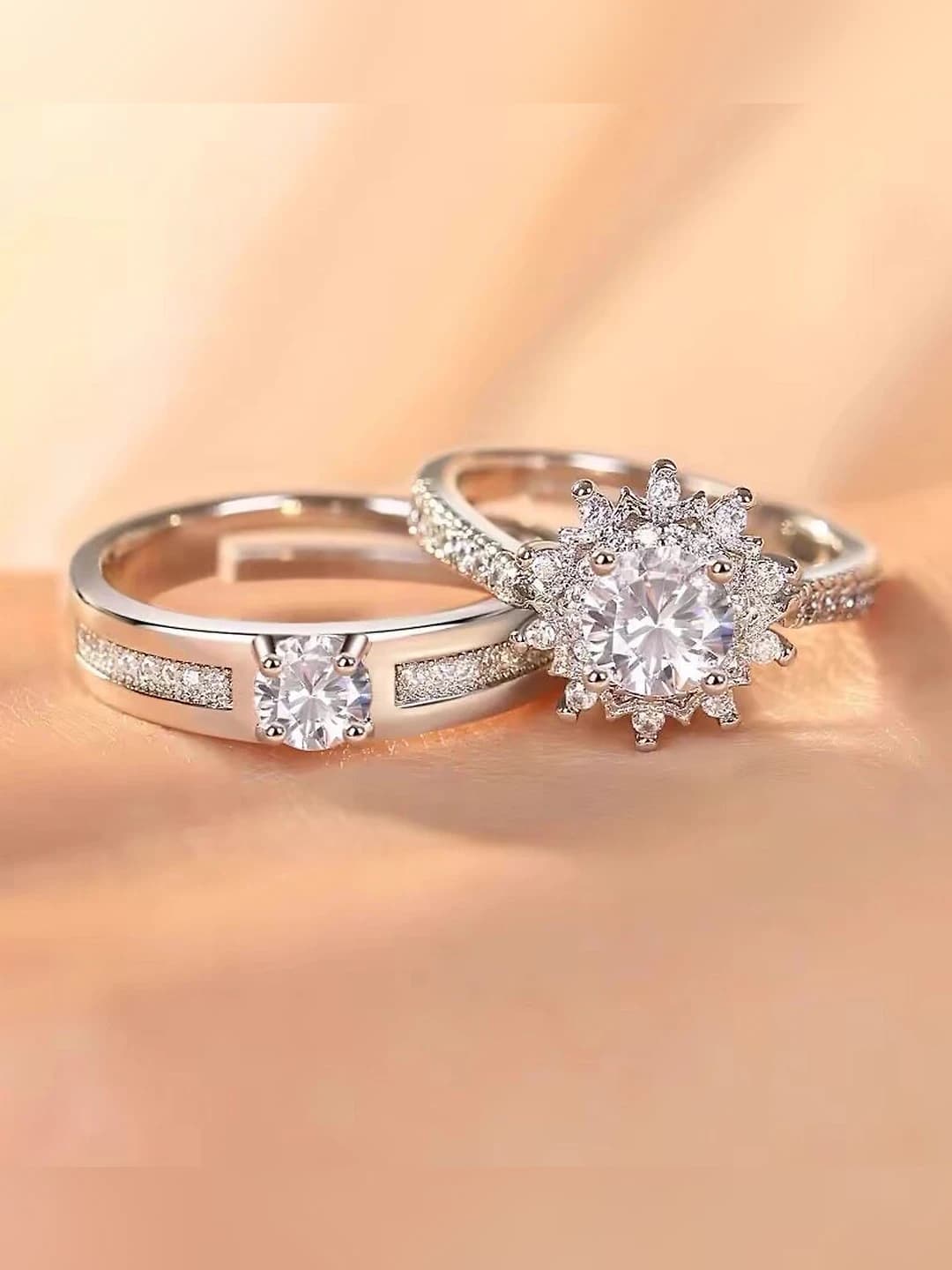 Couple's sparkling crystal open ring, 520 gift for Valentine's Day