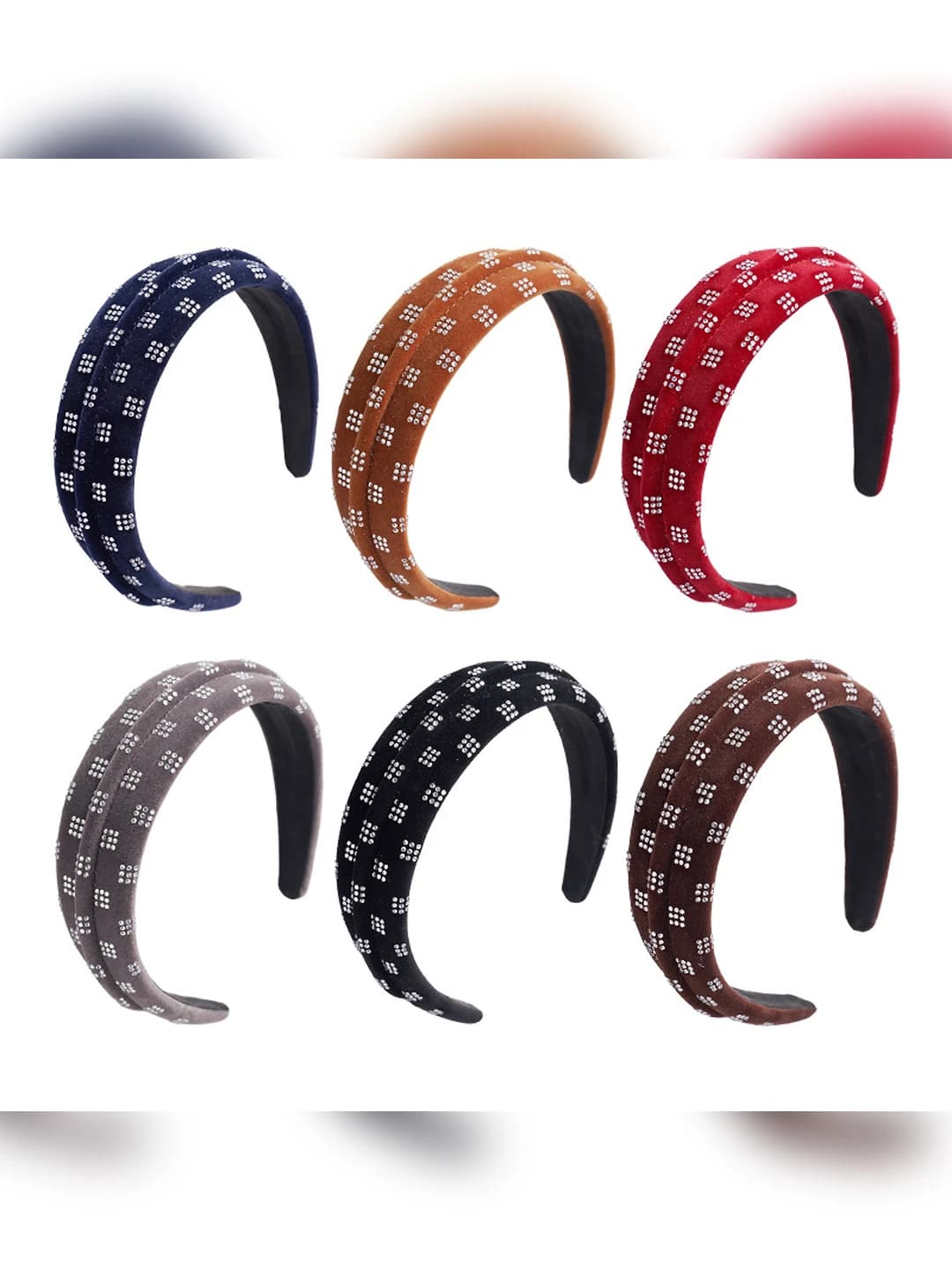 Women's retro style wide edge headband with crystals
