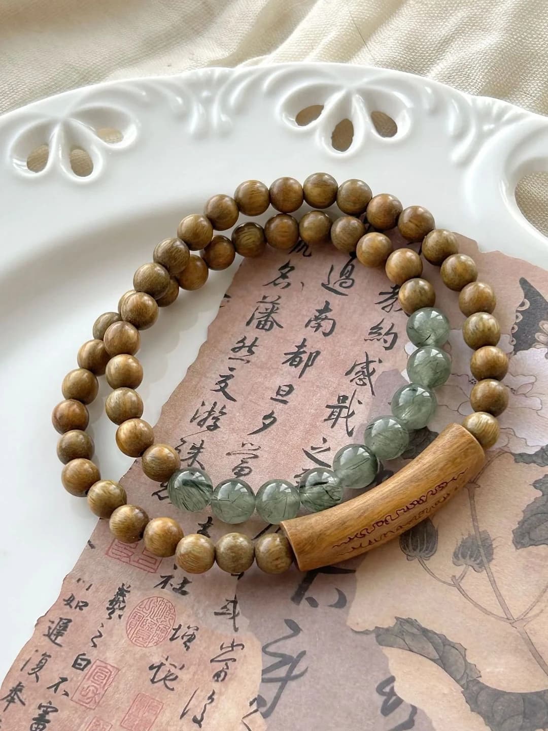Зелёный рутил сандаловое дерево Heart Sutra