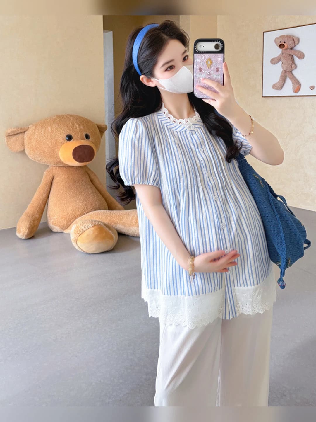 Blue & white striped top